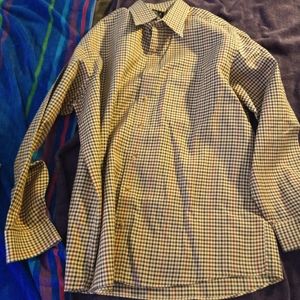 Jos A. Bank Mens XL Brown Plaid Button Up